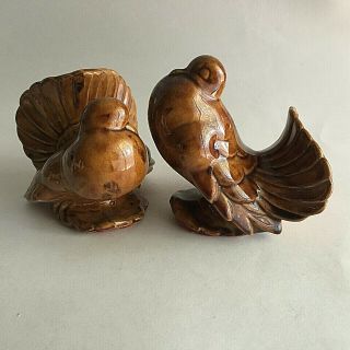 Vintage Thanksgiving Turkey Figurine Ceramic 2 Turkeys 5 " X 4 " X 3 "