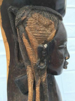 African Primitive Carved Wood Figural Woman Wooden Sculpture Antique