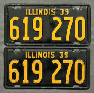 Illinois.  1939.  License Plate.  Pair.