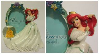 Disney Parks Princess Ariel Little Mermaid Oval 3”x 4” Picture Frame Snow Globe