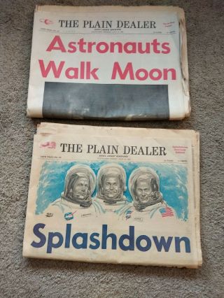 1969 Cleveland Plain Dealer Newspapers Apollo 11 Moon Landing Splashdown Nasa 2