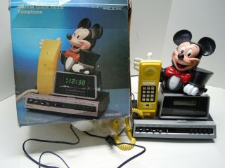 Vintage Rare Unisonic Disney Mickey Mouse Am/fm Alarm Clock Radio Telephone