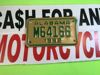 Vintage Alabama Motorcycle License Plate Nos Never Issued
