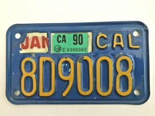 Vintage California Motorcycle License Plate - Classic Blue Plate 8d9008