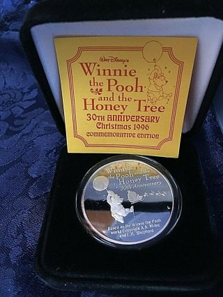 Winnie The Pooh And The Honey Tree 30th Anniv 1 Oz.  999 Silver Comm W/ Box&