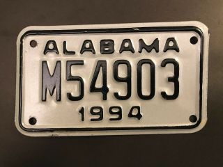 Vintage 1994 Alabama Motorcycle License Plate Nos Never Issued M54903