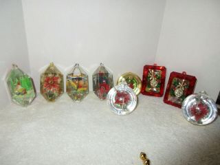 Vintage Plastic Diorama Christmas Ornaments Bradford Holiday Decorations