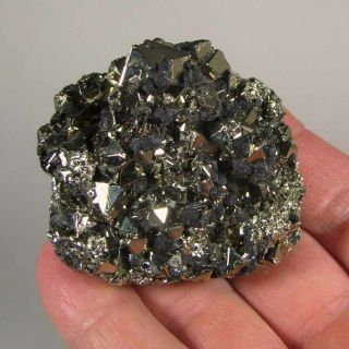 2.  1 " Octahedral Pyrite W/ Sphalerite Crystals Cluster - Huanzala Mine,  Peru