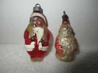 2 Vintage Poland Santa Shaped Christmas Ornaments Holiday Decorations