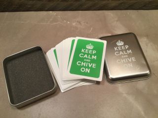 Keep Calm And Chive On Playing Cards In Tin Rare Unique Gift