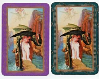 Vintage Playing Cards Swap Cards Ladies Dragon Siren Of The Sea