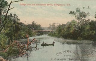 Vintage Postcard Bridge Over Blackwood River Western Australia 1900s