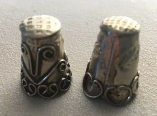 Vintage Mexican Sterling Silver Thimble With Eagle Mark