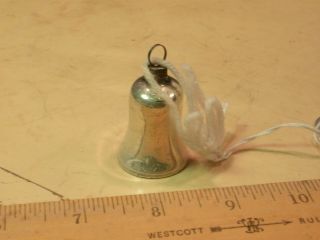 Vintage 1.  5 " Miniature Silver Glass Christmas Bell Ornament -