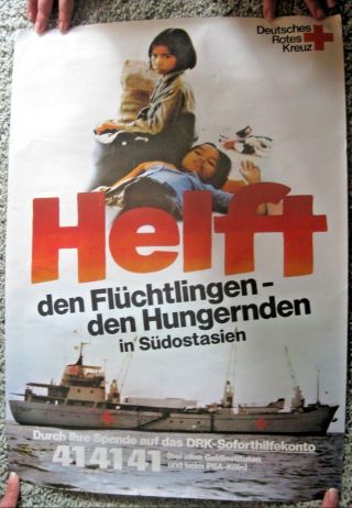 Vintage Helft German Red Cross Advertising Ship Boat Poster Rare Find