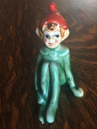 Vintage Christmas Green Ceramic Pixie Elf Figurine Japan Small