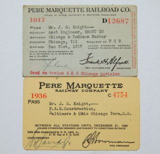 X2 Pere Marquette Railway Passes (1917,  1936)