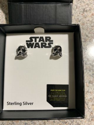 Storm Trooper Stud Earrings Star Wars Jewelry Sterling Silver Disney