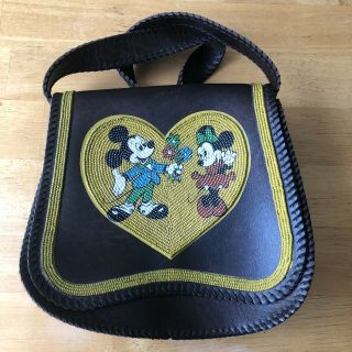 Vintage Walt Disney Productions Mickey And Minnie Mouse Leather Purse
