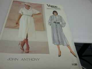 Uncut Vtg Vogue Sewing Pattern American Designer John Anthony 1126 Size 14 - 18