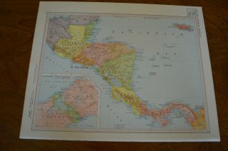 1960 Map of North America - Map of Central America On Back Panama Canal Inset 2