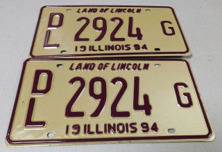 1994 Illinois Dealer License Plate Pair