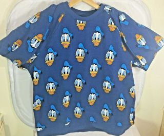 Donald Duck Face Disney Sweatshirt Blue Long Sleeve Size Extra Large Adult Soft