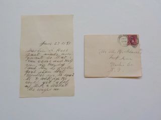 Antique Letter 1891 Fort Ann Washington County York Cover Stamp Cancel Vtg N