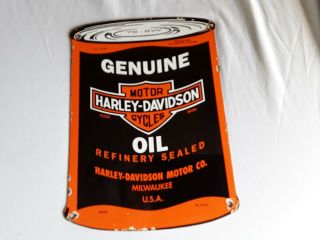 Vintage Harley Davidson Motor Oil Sign.  Porcelain.