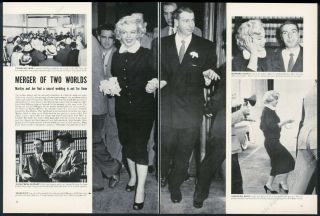 1954 Marilyn Monroe Marries Joe Dimaggio 5 Photo Vintage Print Article