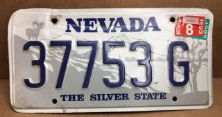 Nevada “ 1980s “license Plate (37753 G).  August 1993