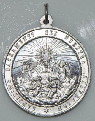Large Our Lady Of Guadalupe Holy Medal & Sacrament Of Eucharist Latin & Spanish
