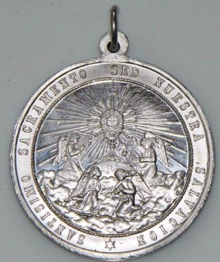 Large Our Lady of Guadalupe Holy Medal & Sacrament of Eucharist Latin & Spanish 2