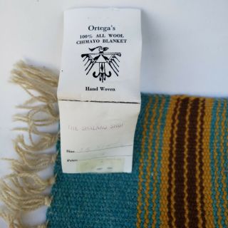 Chimayo Hand Woven Rug Southwest Native Ortega Vintage Wool Wall Art 2