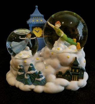 Disney Peter Pan Musical Snowglobe Flying Above London Big Ben By Enesco