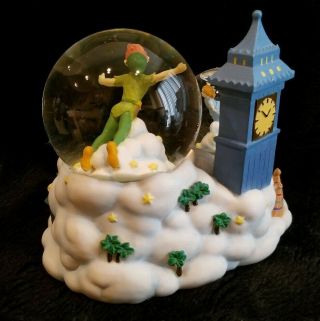 Disney Peter Pan Musical Snowglobe Flying Above London Big Ben By Enesco 3