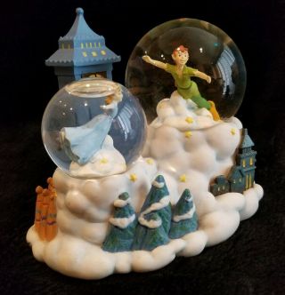 Disney Peter Pan Musical Snowglobe Flying Above London Big Ben By Enesco 6