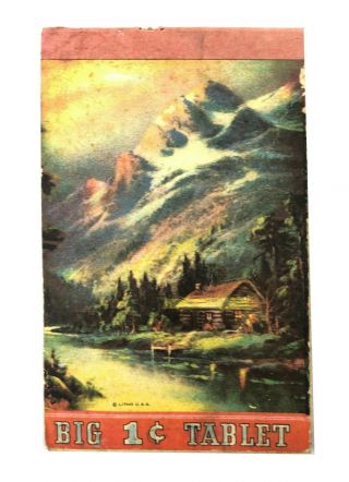Vintage Big 1 Cent Tablet Small Memo Notebook 5 X 3 " 1940s Mountain Cabin River