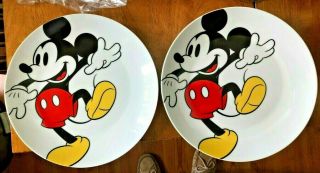 Disney Vandor " Mickey Mouse " Set Of 2 World Porcelain Dinner Plates 10.  25 "