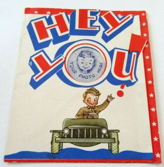 Vtg Greeting Card Wartime Wwii Army Soldier Boy In Jeep Patriotic