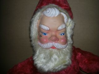 Vintage Rubber Face Plush Santa Claus wind up Musical 2