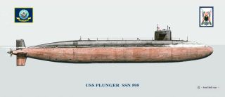 Uss Plunger Ssn - 595 Ship Print Us Navy