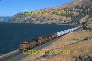 Slide - Bnsf C44 - 9w 5399 & Train Along Columbia River,  Wa.
