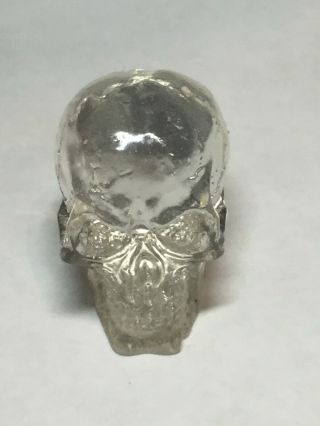 Vintage Small 1” Clear Hard Plastic Scary Skull Skeleton