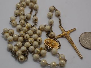 Priced To Sell Today Vintage Cream And Goldtone Bead Rosary