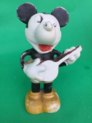 1930s Vintage Walt Disney Mickey Mouse Bisque With Banjo Japan