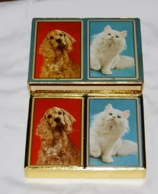 Vintage Double Deck Of Congress Playing Cards Dog And Cat Decks Are