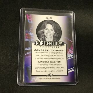 LINDSAY WAGNER 2019 Leaf Pop Century Metal Silver Prismatic Autograph Auto JK 2