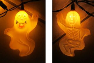 Vintage 1996 Smiling Ghost Skeleton 10 String Lights Halloween Indoor/outdoor