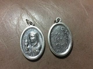 Vintage St.  Clare Religious Medal Catholic Devotional Medal